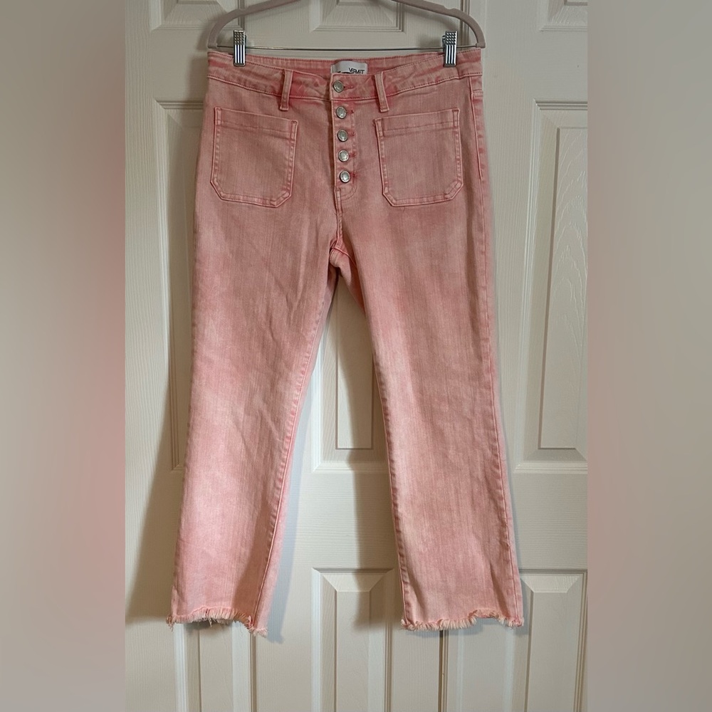 High-Rise Pink Women's Jeans - Button Fly